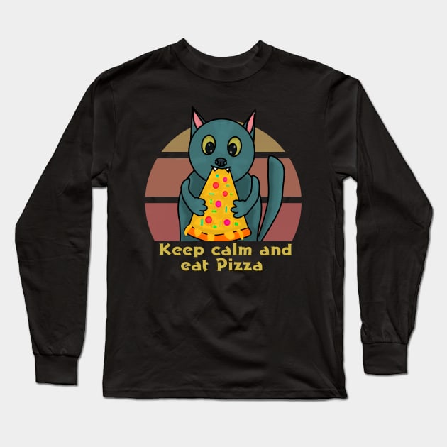 Keep calm and eat Pizza Long Sleeve T-Shirt by Antiope